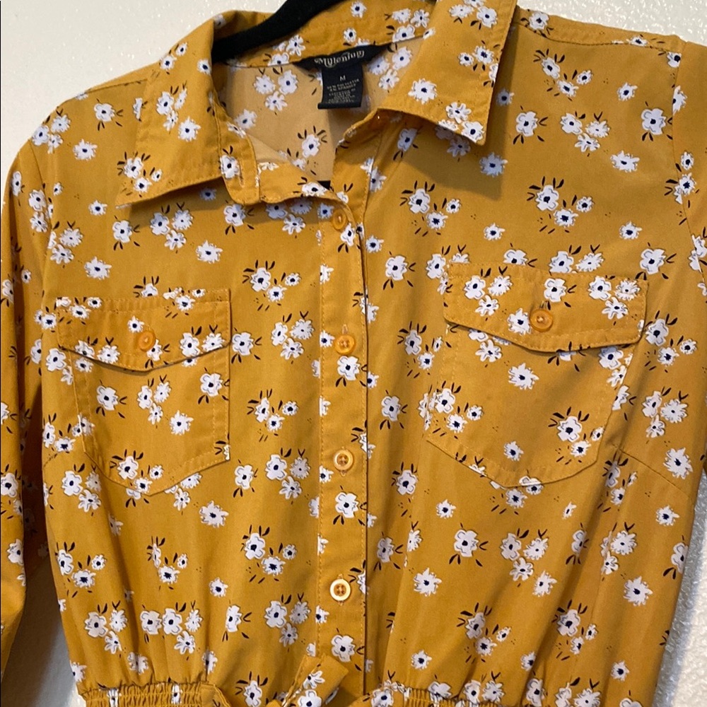 Women’s Mustard Floral Midi Dress Size M - Picture 6 of 11